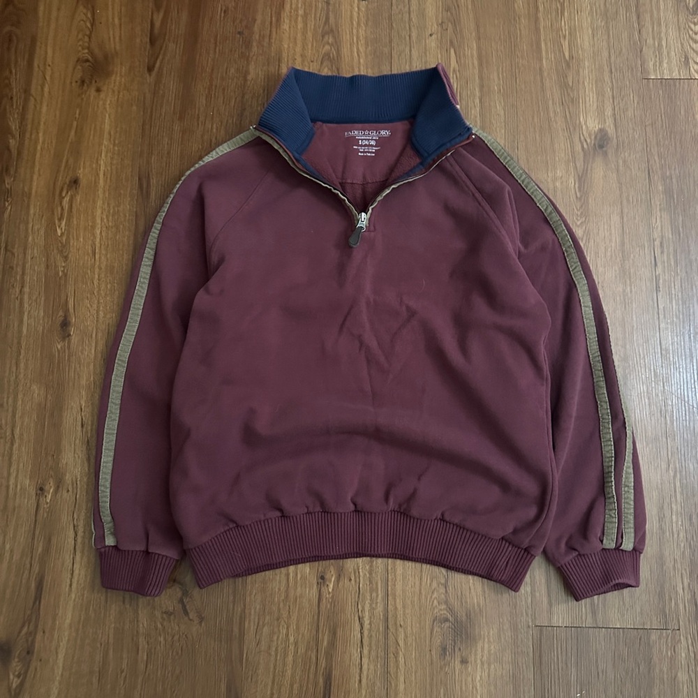 Men's vintage faded glory Burgundy Half-Zip Sweater